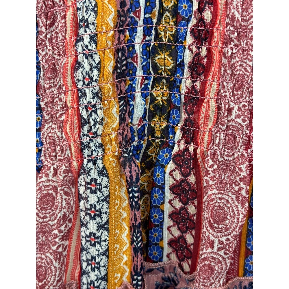 Fig & Flower Floral Tiered‎ Patchwork Boho Smocked Maxi Dress S Cottage Peasant - Picture 8 of 14